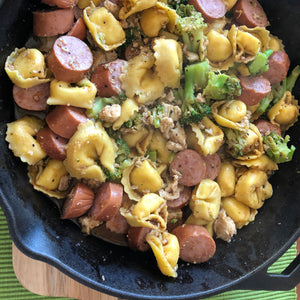 Cheese Tortellini with Chicken and Smoked Sausage - May Crock Pot Menu