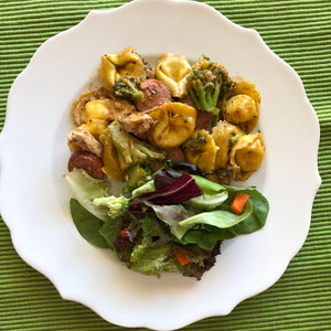 Cheese Tortellini with Chicken and Smoked Sausage - May Crock Pot Menu